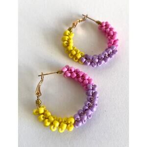 Pop Art Perimeters Boho Beaded Hoop Earrings